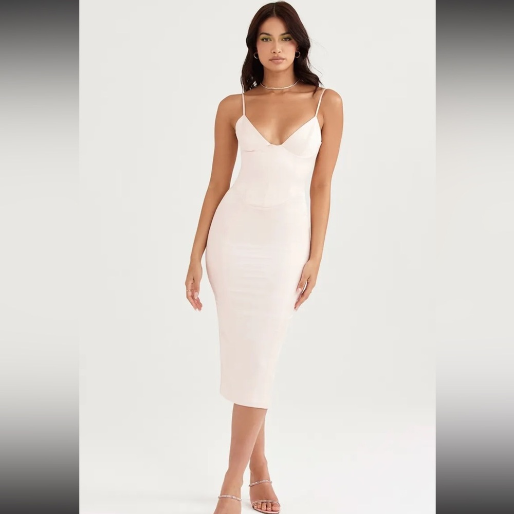 House of CB Blush Cream Midi Slip Dress